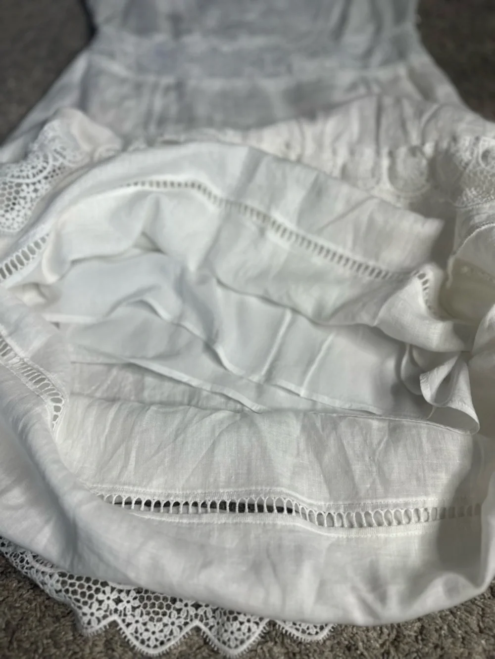 SOFT SURROUNDINGS Araminta White Linen Lace Boho Maxi Dress 10 cottagecore - Picture 13 of 14